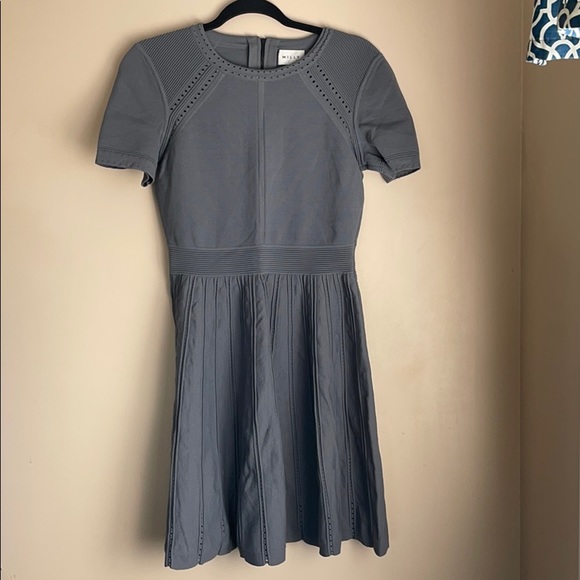 Milly | Dresses | Milly Gray Knit Dress Fit Flare M Tulip Ribbed | Poshmark